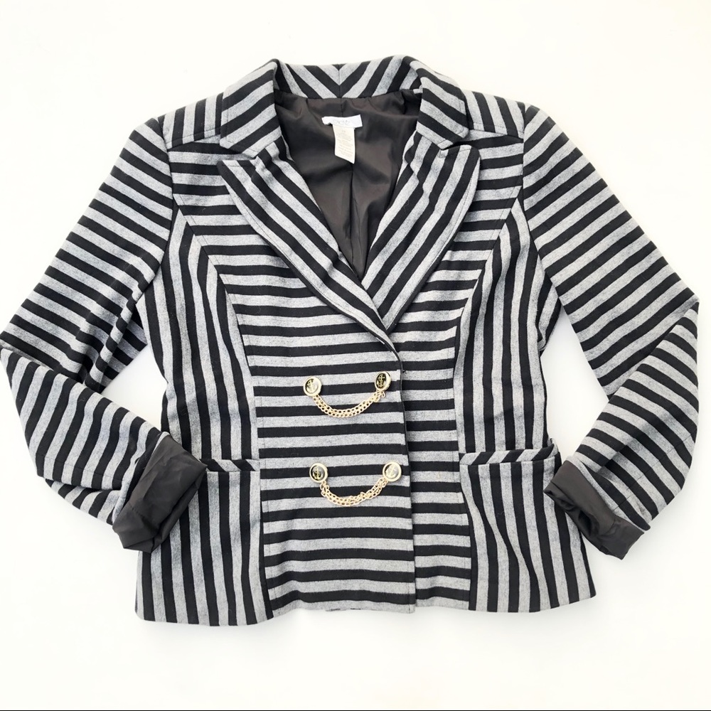 Caché Nautical Striped Blazer Size 12